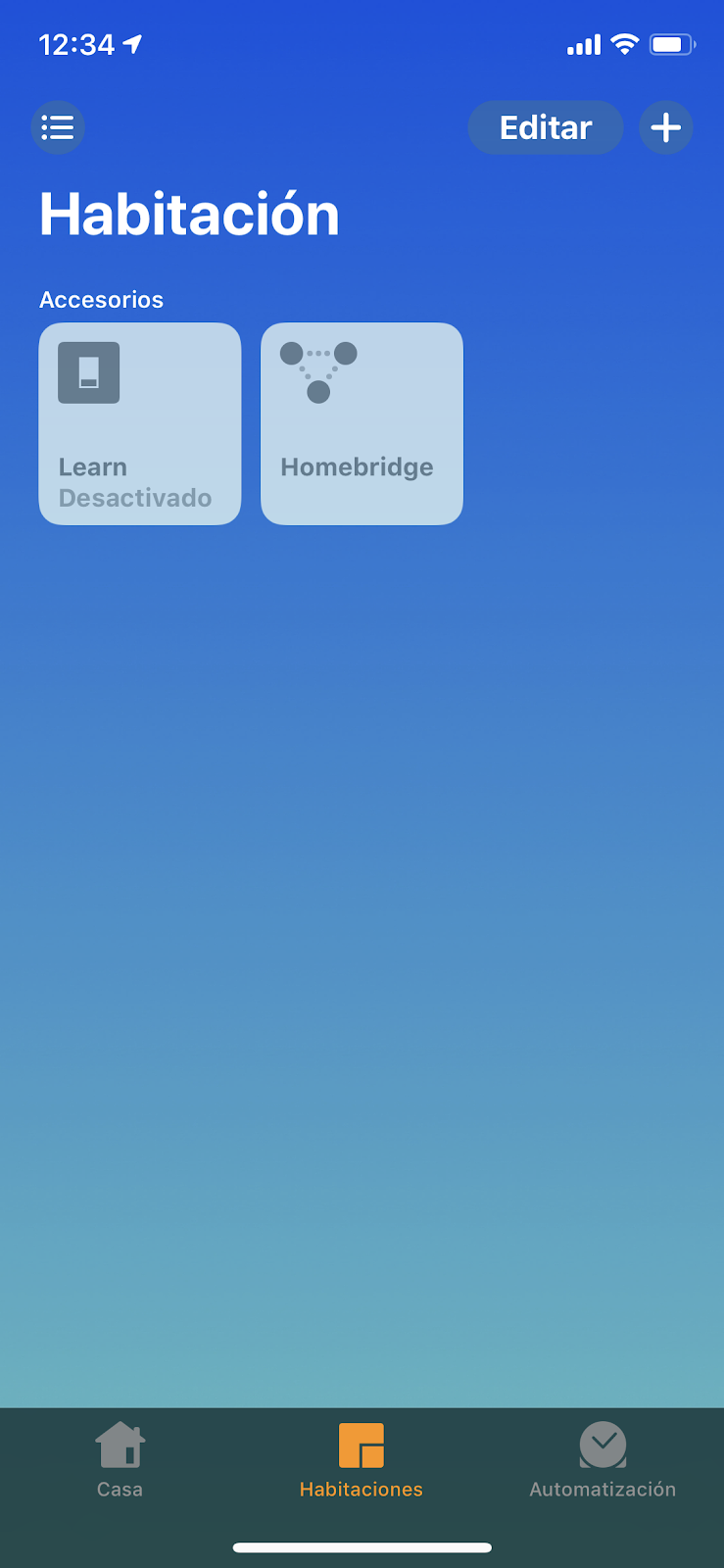 Interruptor learn en la app home