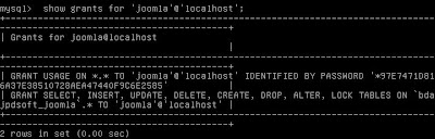Añadir usuario a MySQL para uso de Joomla, configuración de Joomla para que use un usuario determinado de MySQL