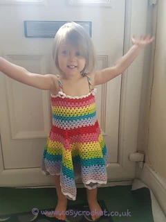 rainbow stripe granny dress on little girl