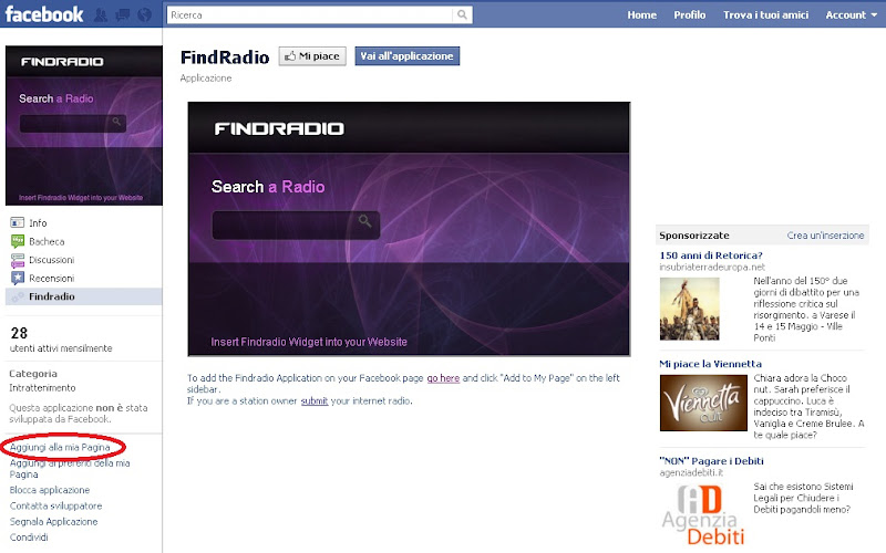 Ascoltare la radio su Facebook con FindRadio