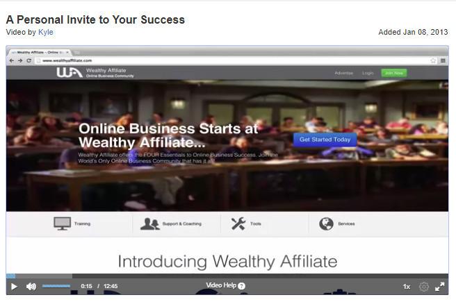 The Review of Wealthy Affiliate-Video walk through of Wealthy Affiliate Online Business Start-up.