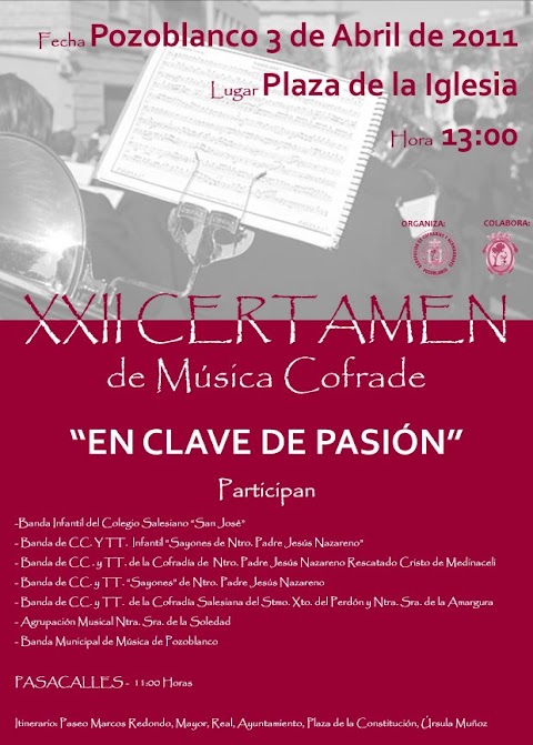 Este domingo nuestra banda participará en el XXII CERTAMEN "EN CLAVE DE PASIÓN".