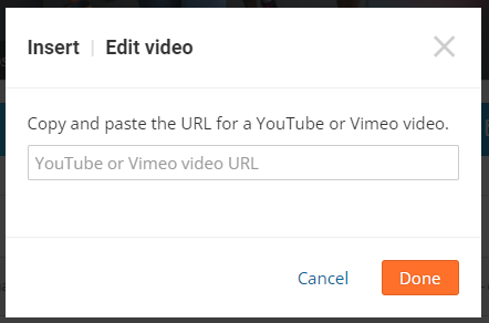 Insert/edit video popup