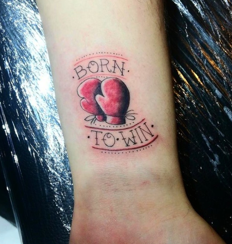 Born To Win Boxing Gloves Tattoo