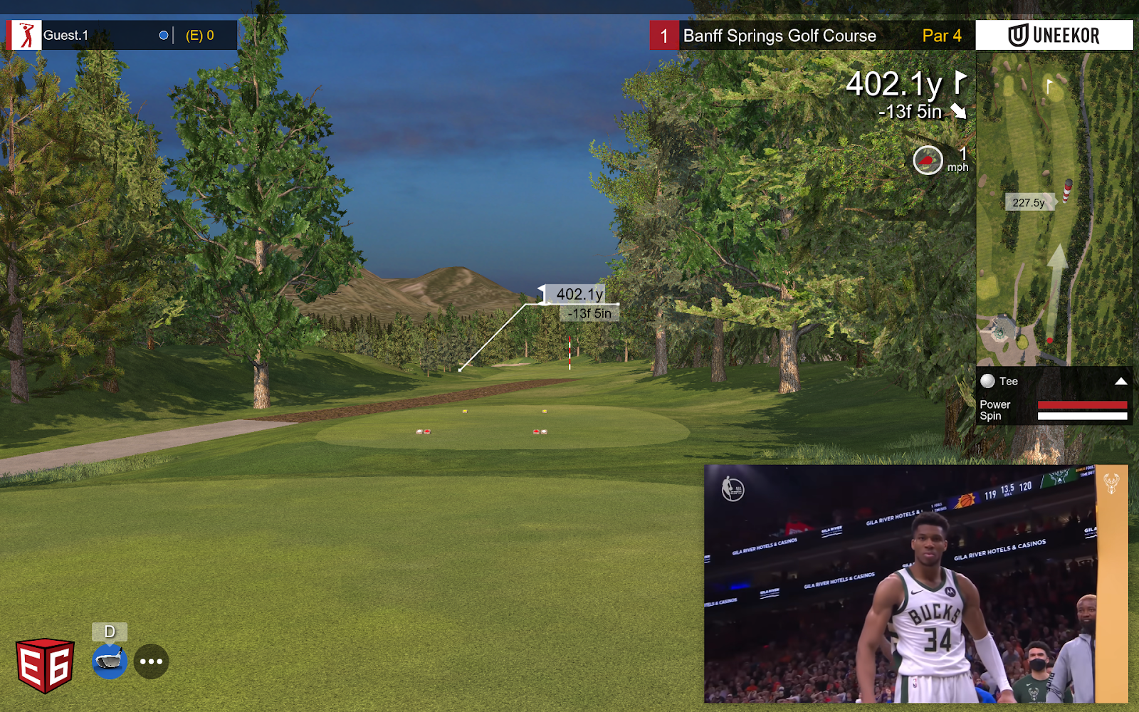 Screenshot of picture in picture with golf simulator software