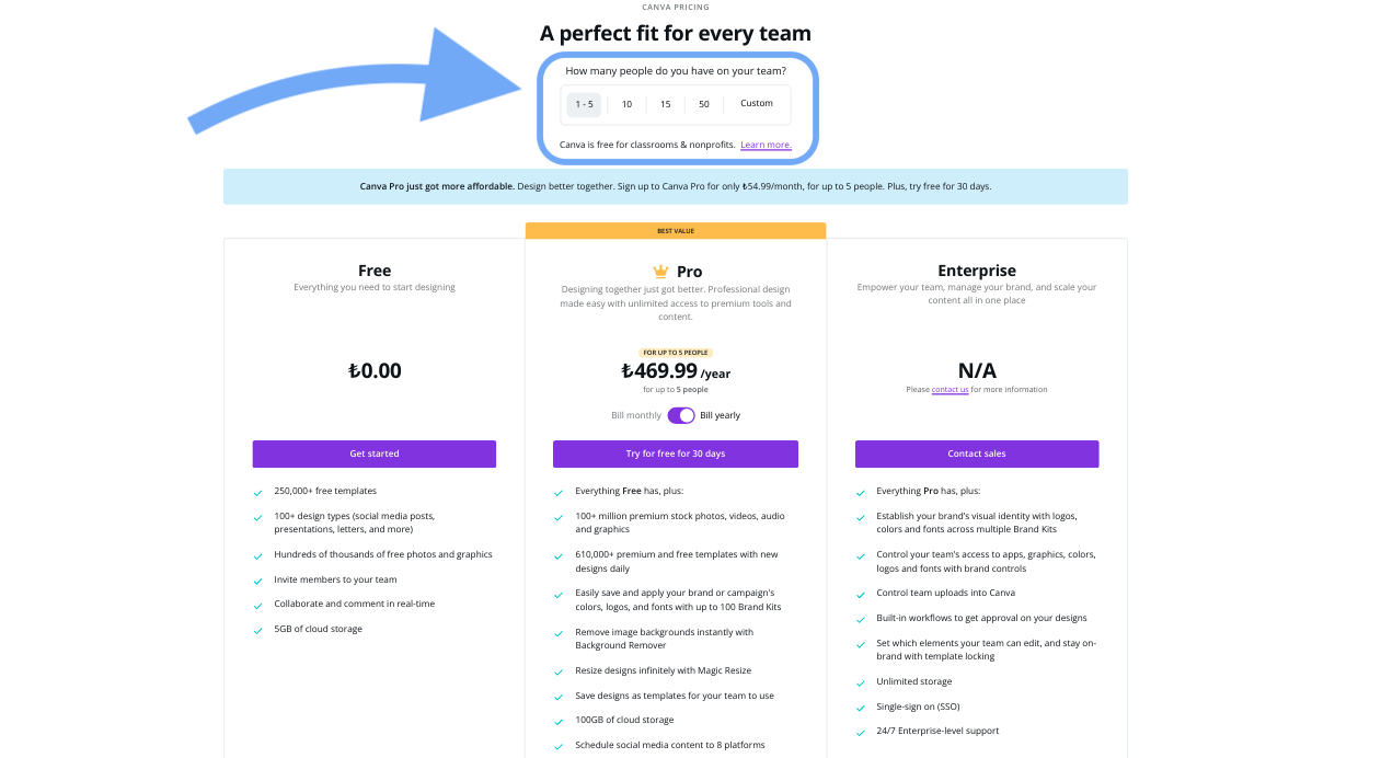 Pricing page best practices - fewer words