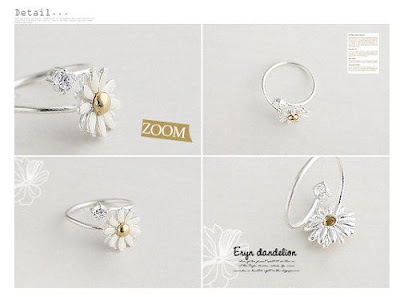 Silver with Flower — Ear Rings, Necklace and Ring