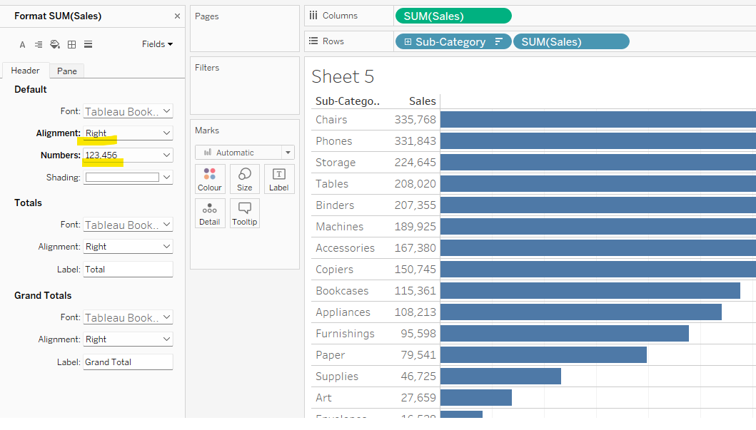 aligning the text in a row header in a horizontal bar chart in Tableau