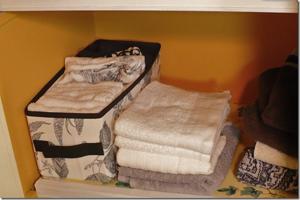 washcloth holder for linen closet shelf from IKEA