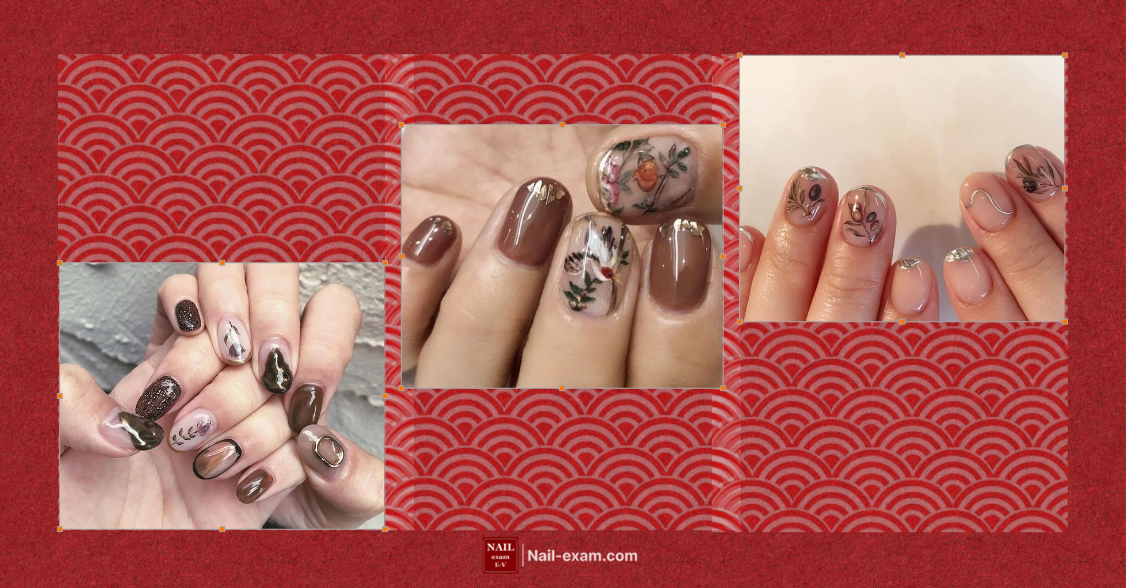Japanese Nail Art Designs in a noble style with 3 different samples