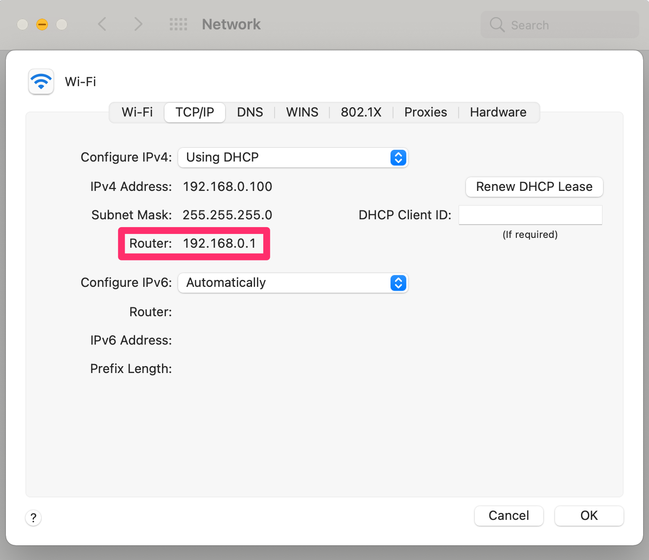 How to find router’s IP address on macOS.
