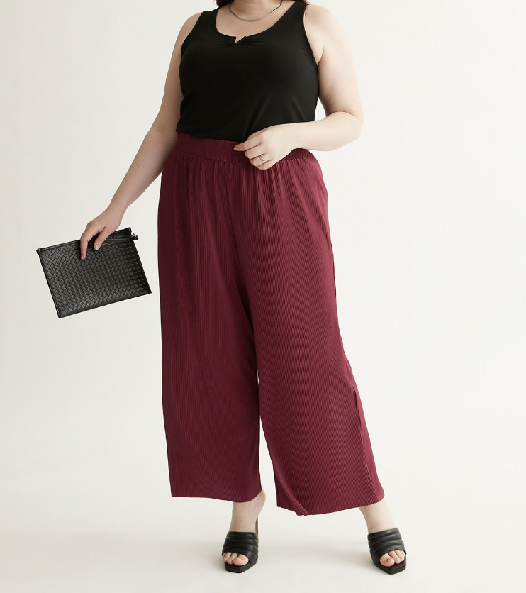 Cropped Wide-Leg Pleated Pull-On Pant at Penningtons