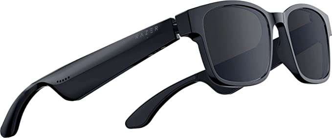 Razer Anzu Smart Glasses: Blue Light Filtering & Polarized Sunglass Lenses - Low Latency Audio - Built-in Mic & Speakers - Touch & Voice Assistant Compatible - 5hrs Battery - Rectangle/Small