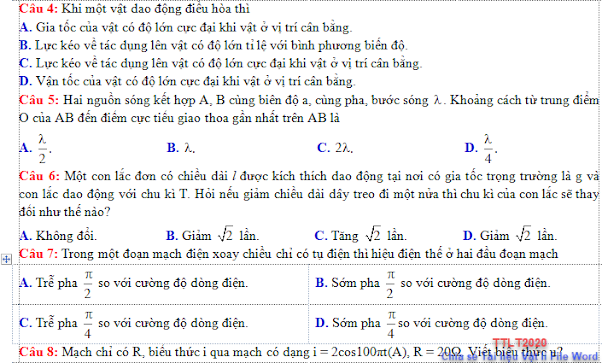 25 Đề thi thử Môn Vật lí có lời giải File Word Free download Đề 14 - TTLT2020 -Tài Liệu Vật Lí: File Word, Free Download