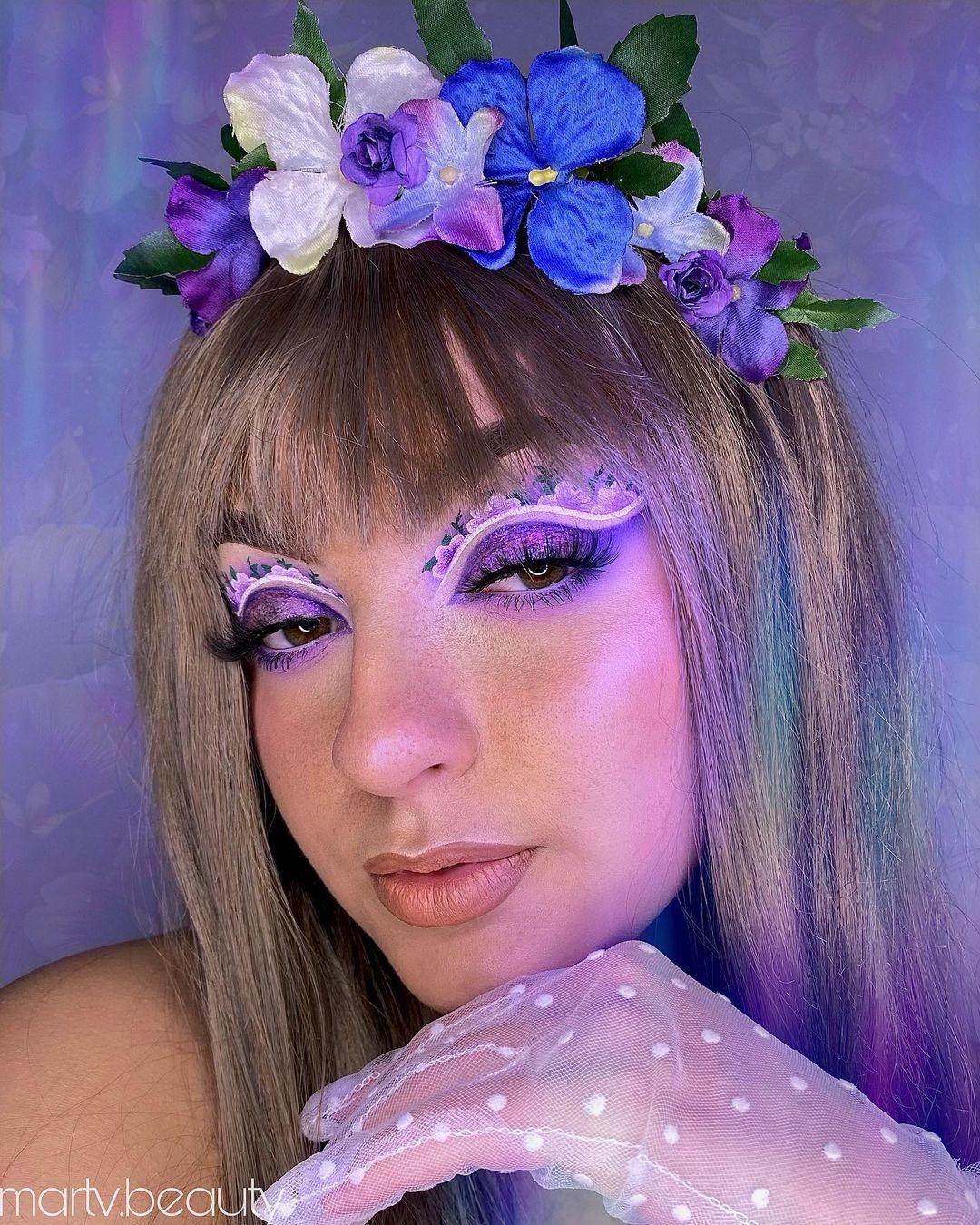 Purple Floral Eyeshadow Makeup