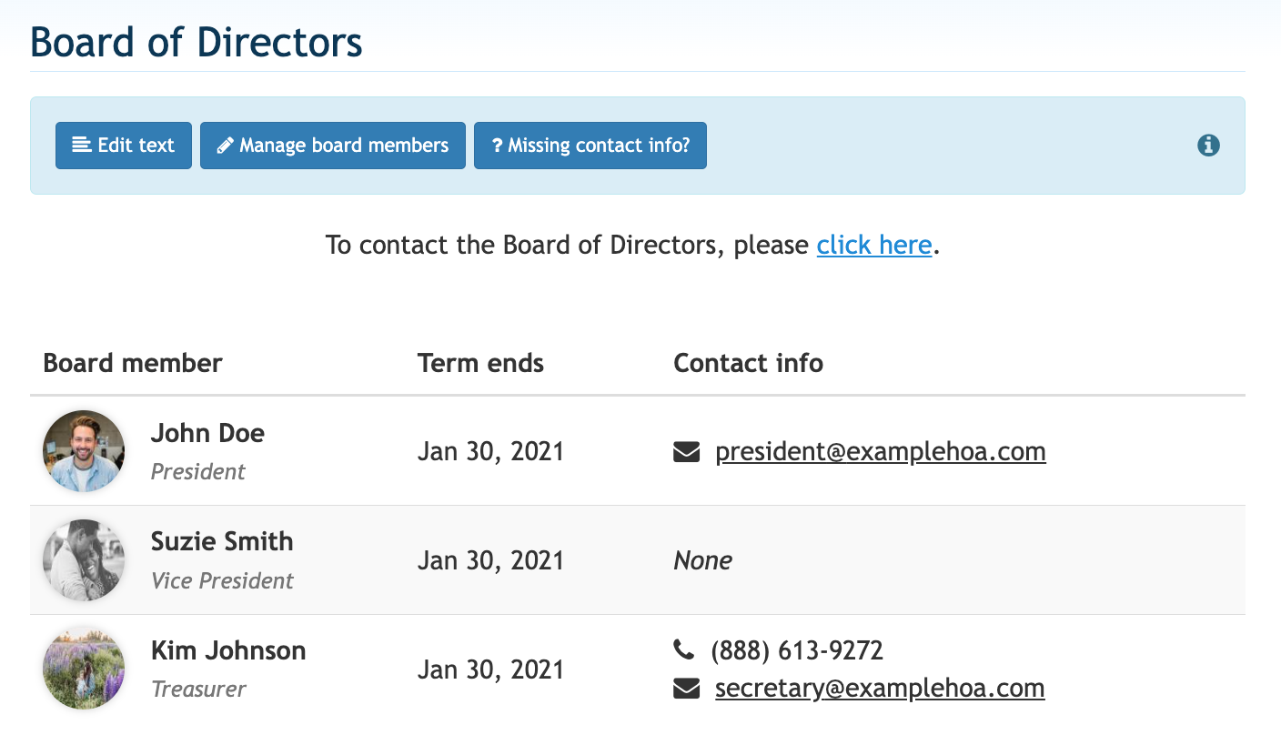 Transitioning board and committee members on your website