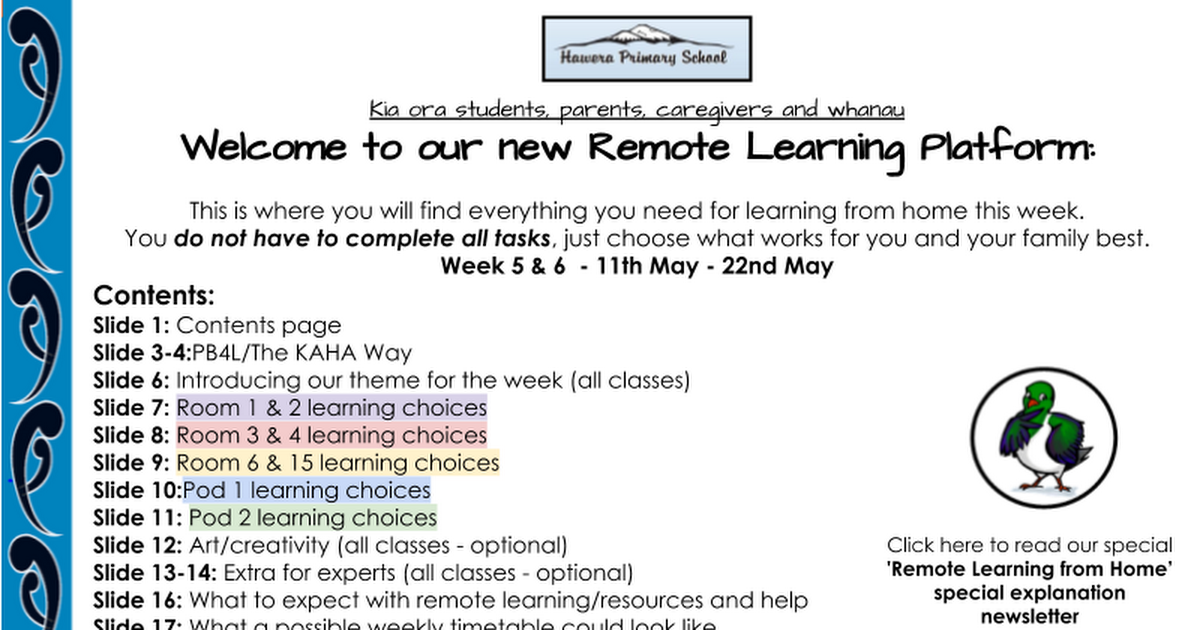  Remote Learning - Week 5  & 6
