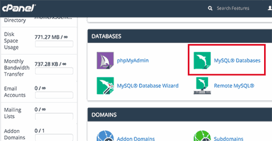 Bancos de dados MySQL no Cpanel