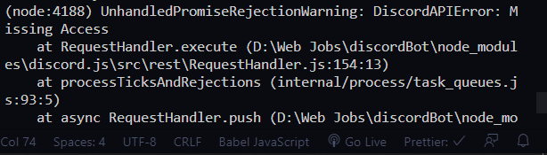 create a discord bot in JS