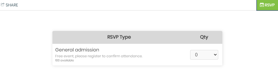 screenshot of registration checkout for free events