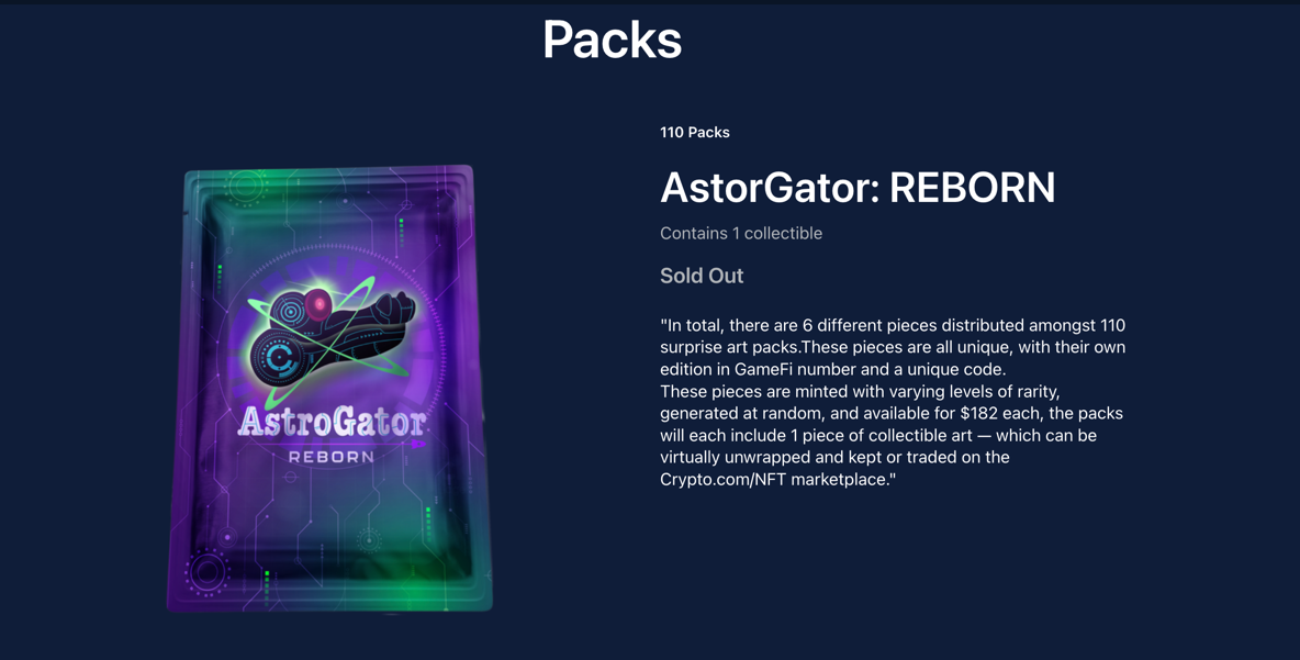 《AstroGator: REBORN》NFT於國際交易平台Crypto.com上架即完售