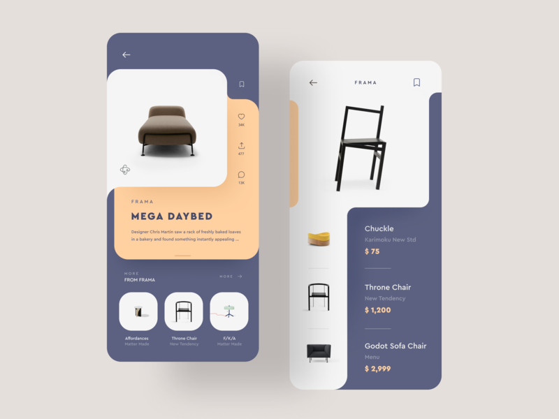 Curvy AF ? af sexy simple minimal furniture shop mobile flat dashboard browse list iphone app ux ios ui