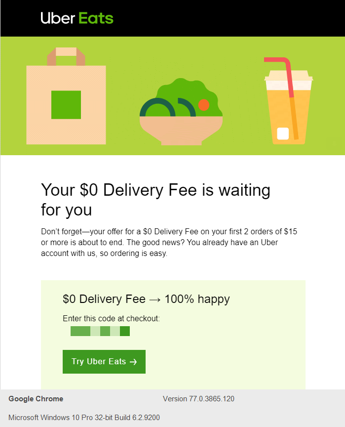 UberEats free delivery