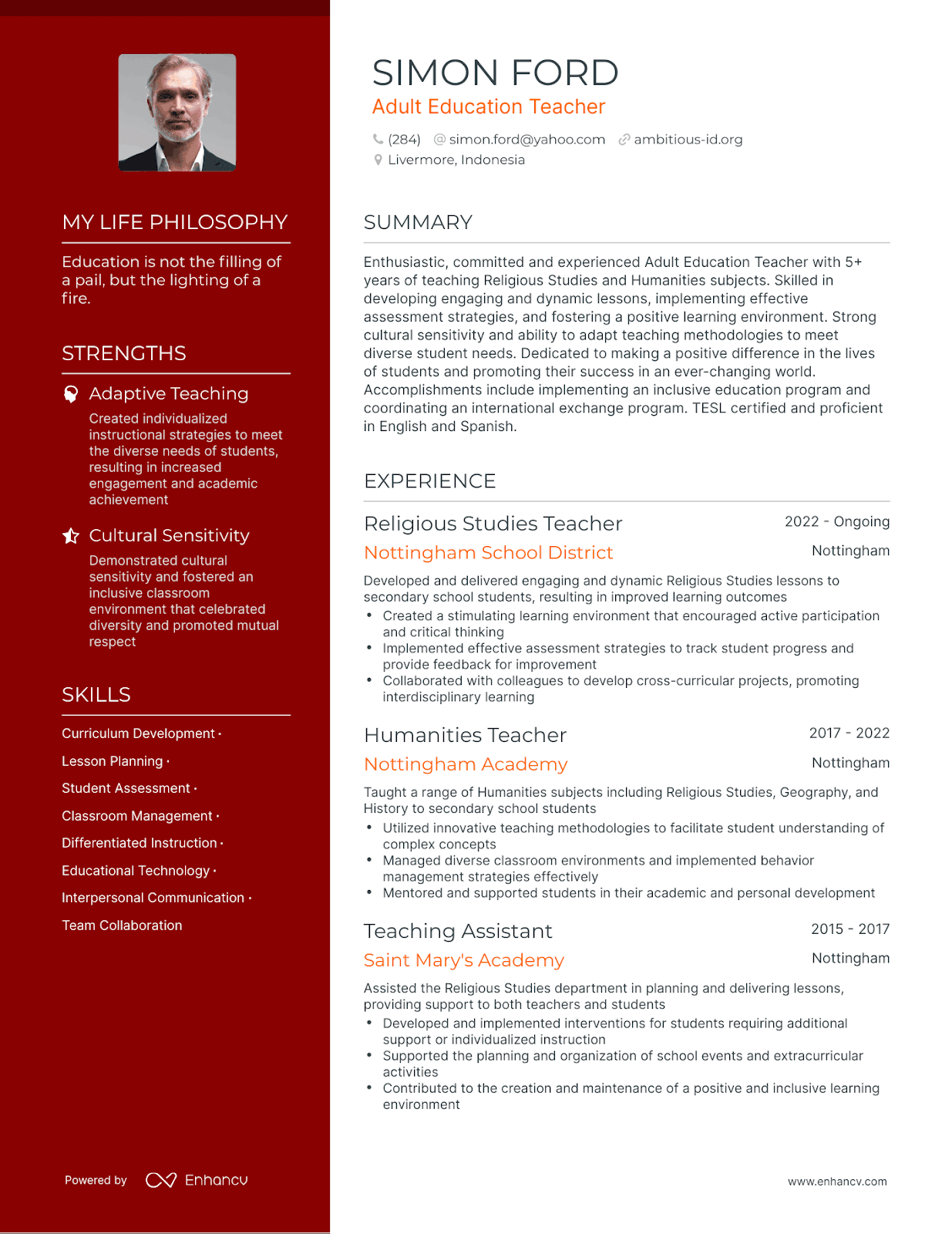 creative resume for teacher