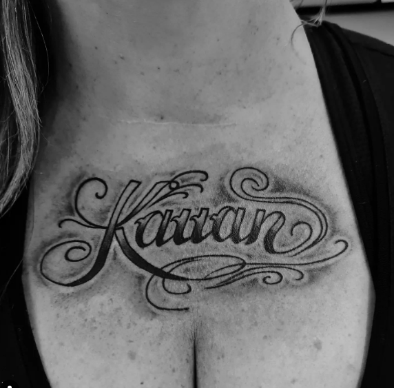 Naming Chest Tattoo For Women