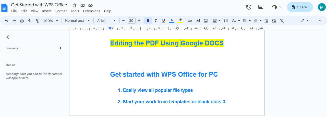 paano mag-edit ng pdf sa Google Docs