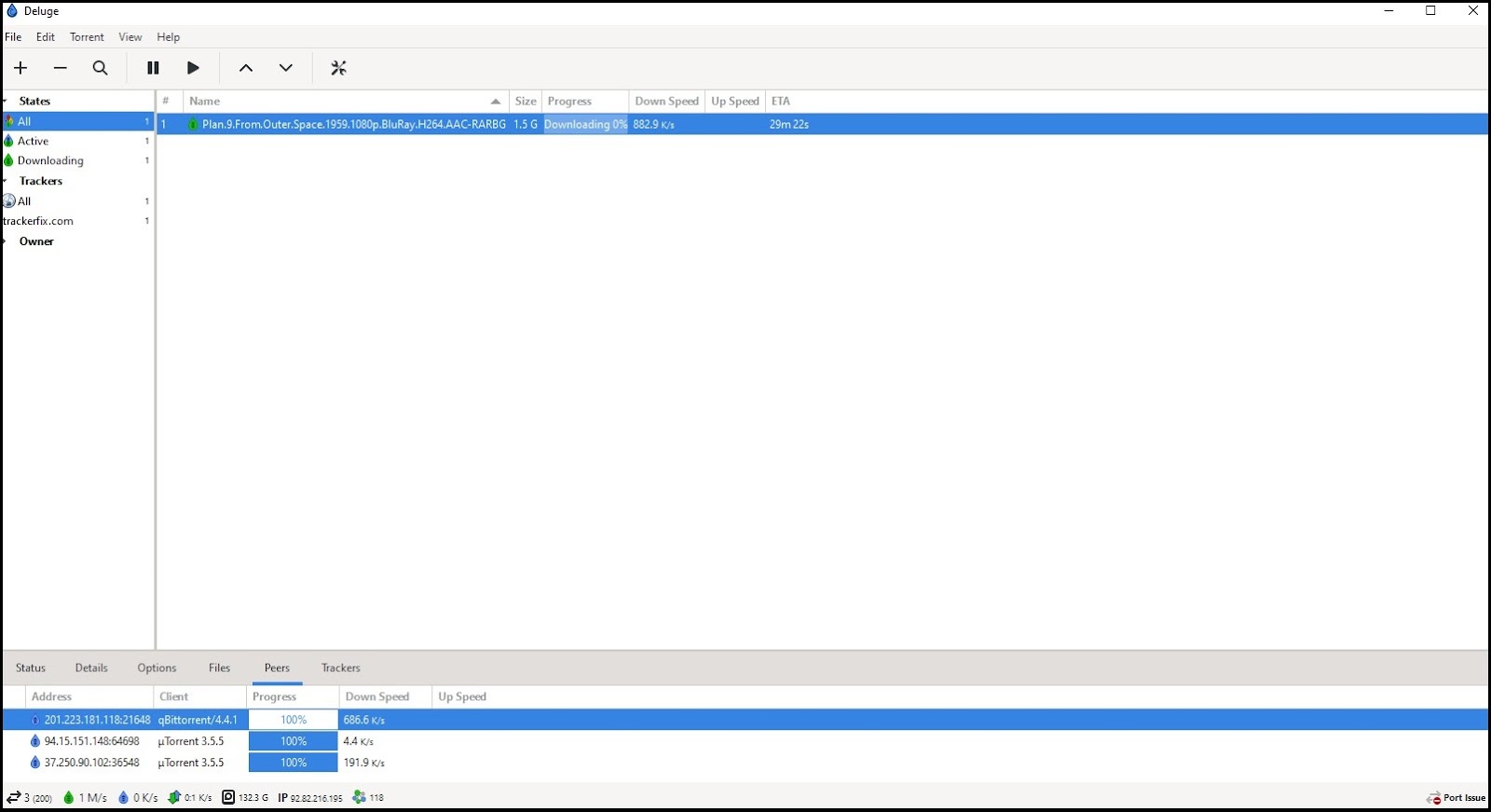 Deluge Torrent Client Interface