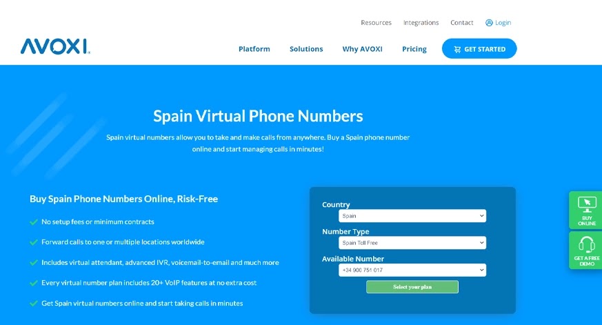 Avoxi virtual Spain number 