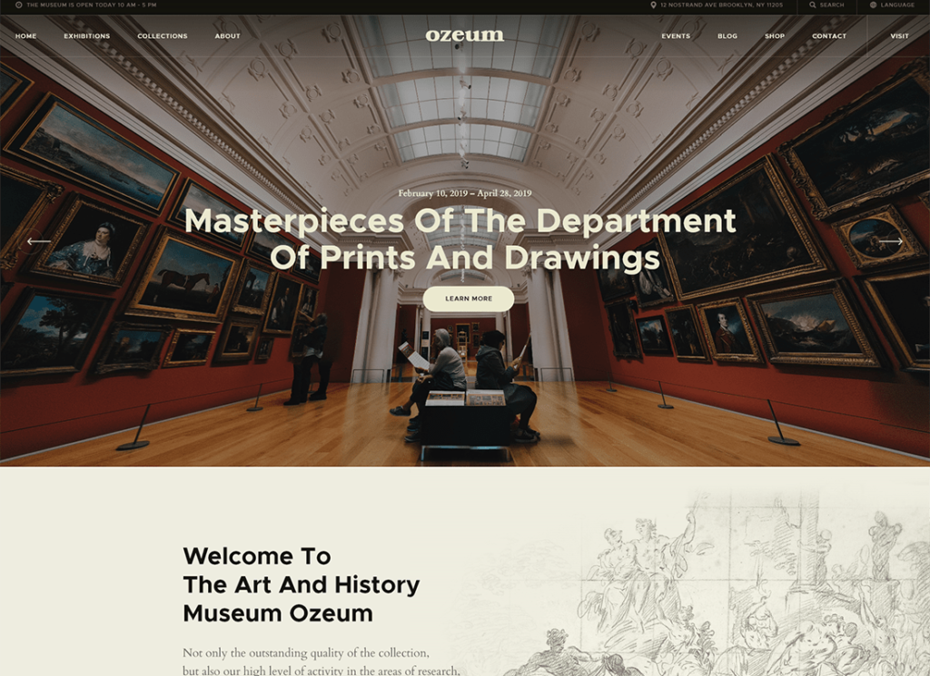 Ozeum |  Galería de arte moderno y museo creativo en línea Tema de WordPress + RTL