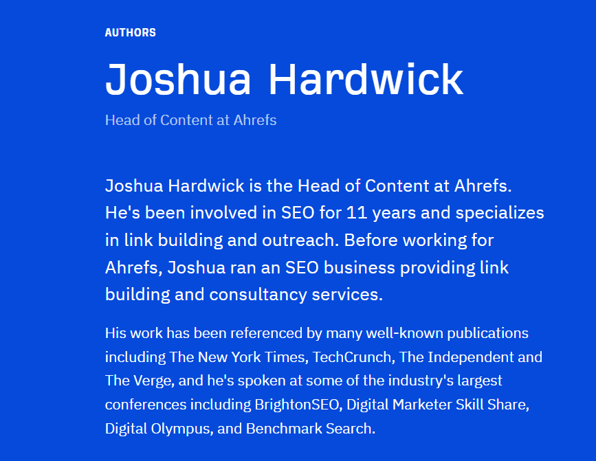 joshua hardwick head of content at ahrefs