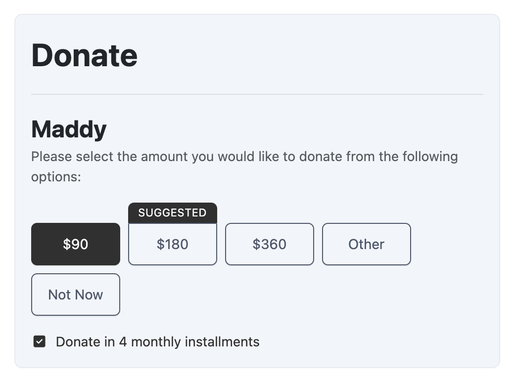Donation amount option 