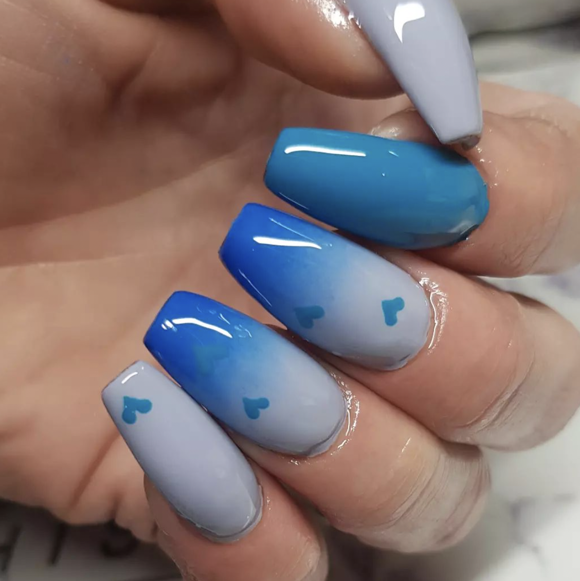 ombre nail art designs - hues of blue