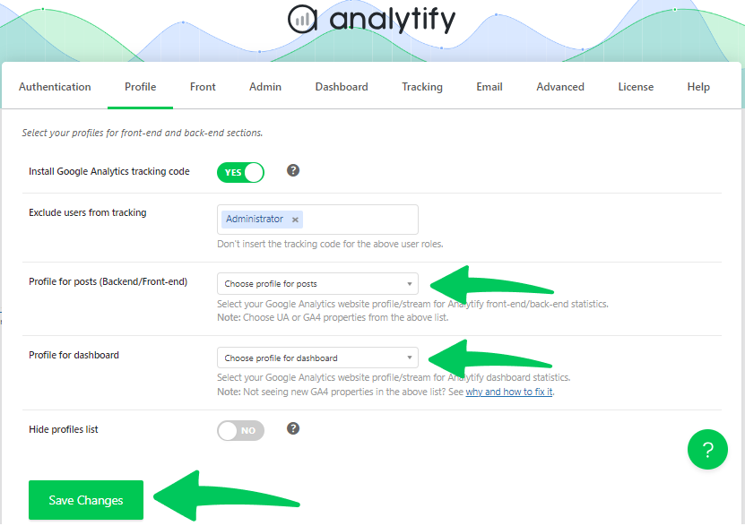 choose analytics profile