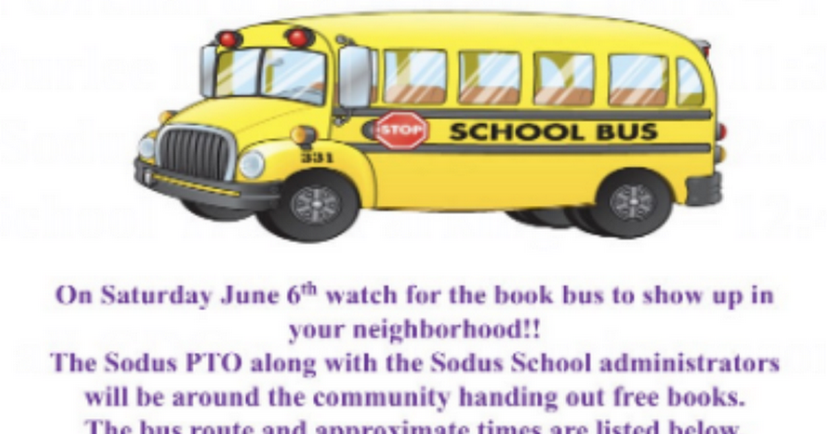 Sodus "Book Bus" Schedule For Saturday, June 6