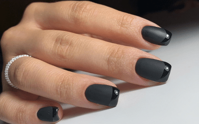 Matte with glossy accents acrylic nails