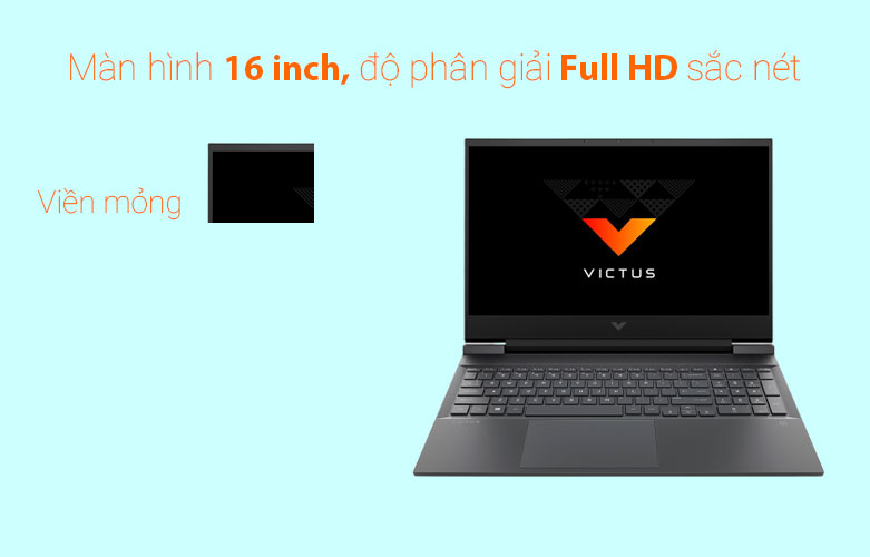 Máy tính xách tay/ Laptop HP VICTUS 16-e0175AX (4R0U8PA) (AMD Ryzen 5 5600H) (Đen) | Độ phân giải full HD sắc nét