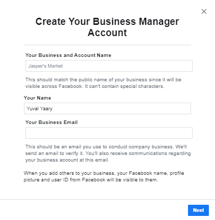  Cung cấp đầy đủ thông tin cần thiết khi tạo tài khoản FB Business Manager
