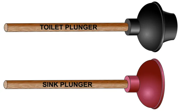 This shows you what the difference looks like on a toilet plunger versus a sink plunger. 
