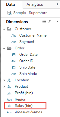 A graphic depicting a custom bin in the dimensions area of
the schema.