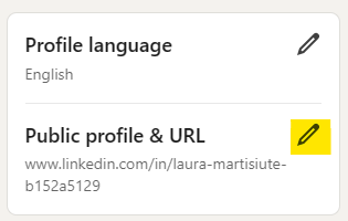 "Public profile & URL" section on LinkedIn