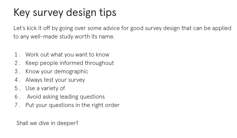 Key Survey Design Tips