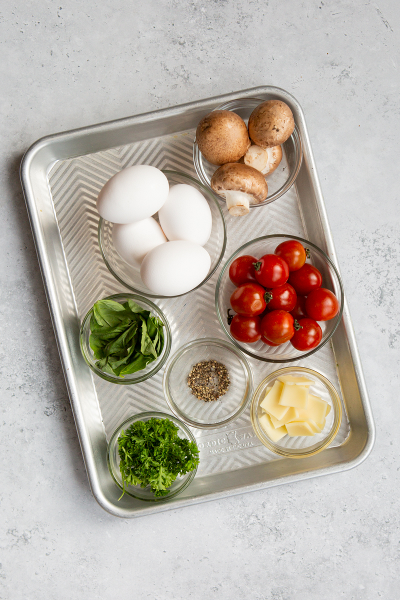 ingredients to make mushroom tomato omelette