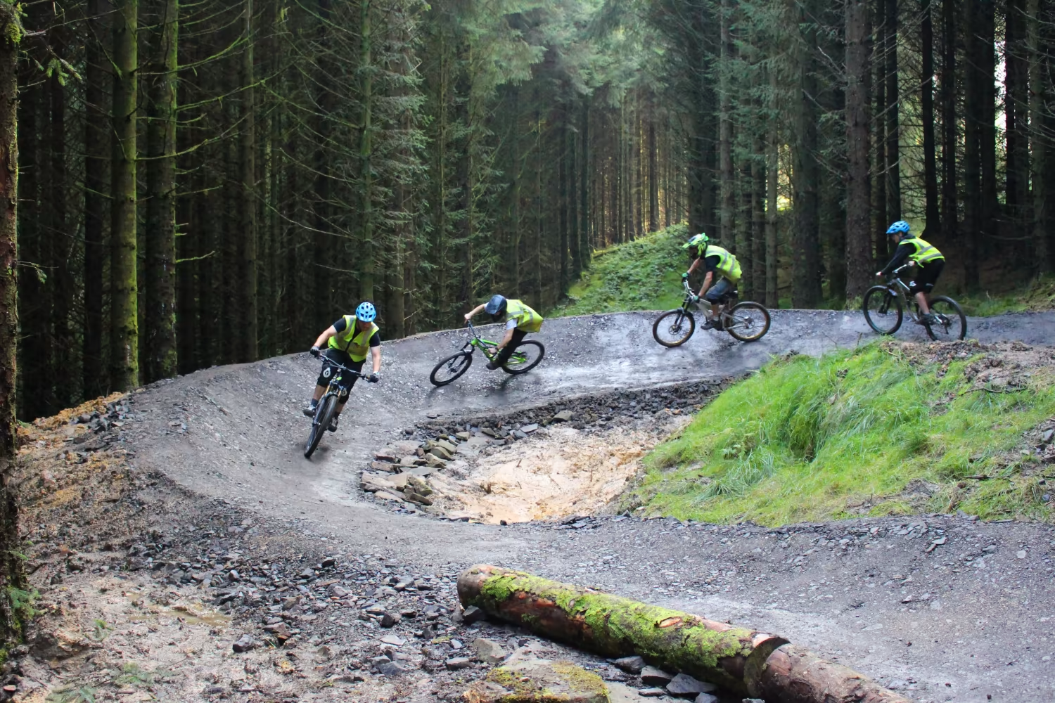 As a beginner rider, try riding in a bike park which would be a good place to practice mountain biking skills.