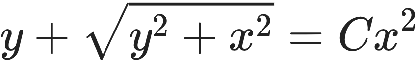 {"font":{"color":"#222222","family":"Arial","size":10},"id":"20-0-0-1","code":"\\begin{align*}\n{y+{\\sqrt[]{y^{2}+x^{2}}}}&={Cx^{2}}\t\n\\end{align*}","type":"align*","ts":1604135120299,"cs":"kOf0aSHX/Tq4jXgfQ1eusg==","size":{"width":140,"height":20}}