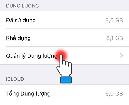 Chọn Quản lý dung lượng Chọn Quản lý dung lượng