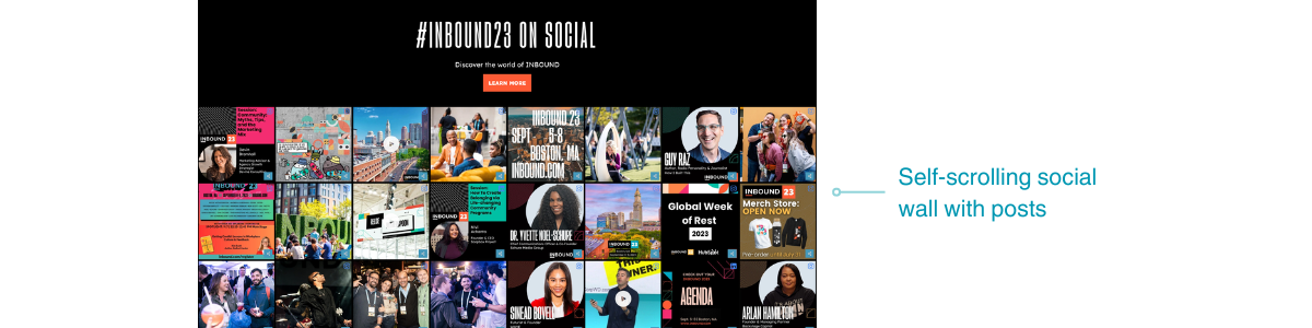 INBOUND 2023: self-scrolling social wall with posts